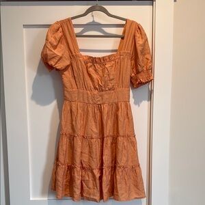 Orange Puff Sleeve Dress